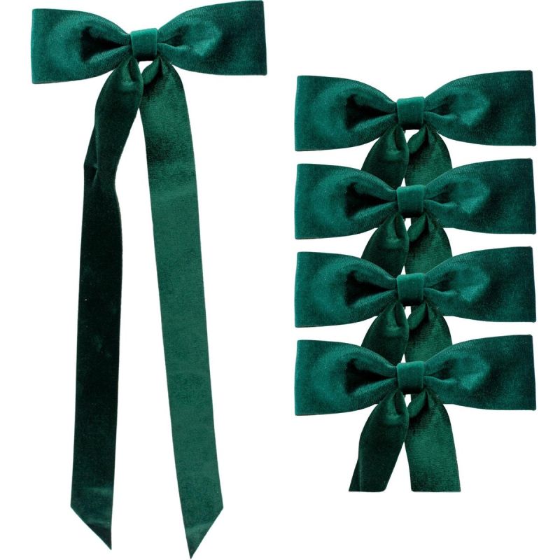 GREEN DECORATIVE BOW 2x19x48CM 4PCS MICA