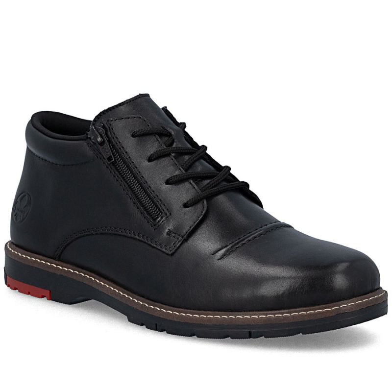 Men's comfortable leather ankle boots, insulated, black, Rieker 10504-00
