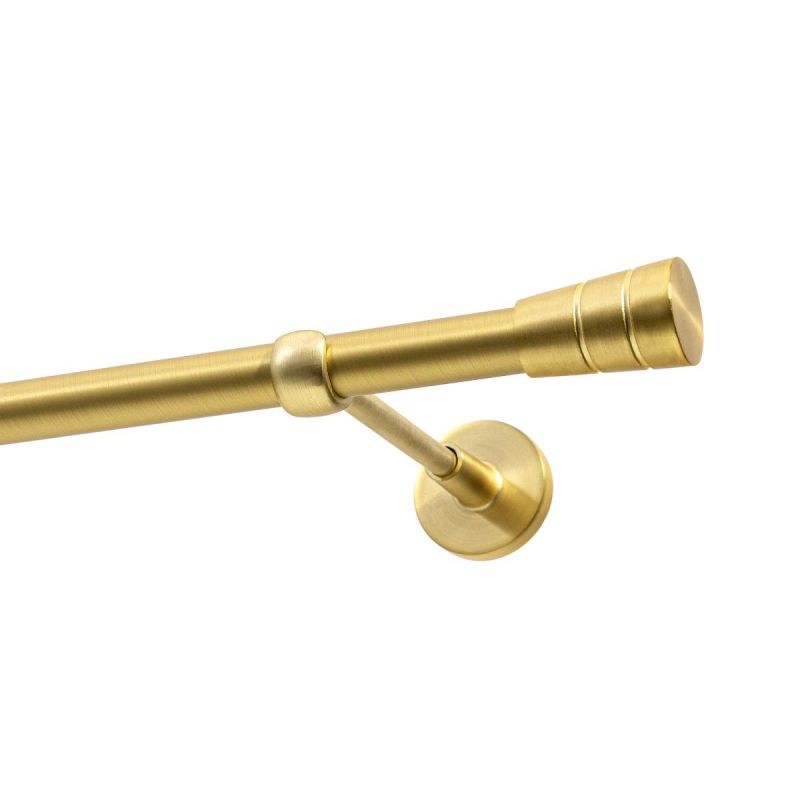 Single Curtain Rod Ø 19 mm, Satin Brass, 480 cm, Cone, KOWALSKI