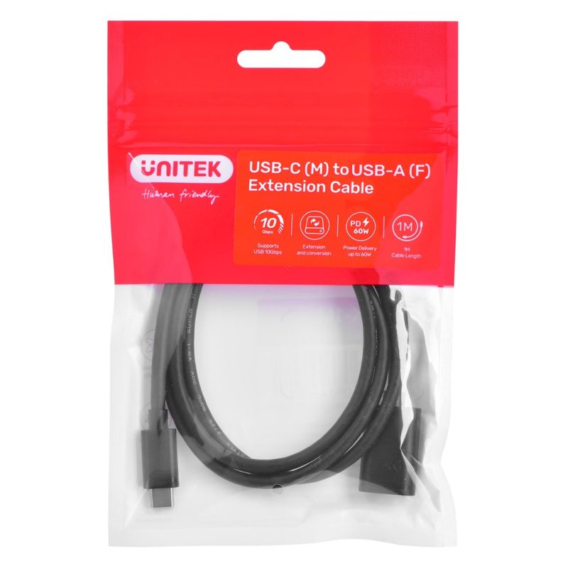 UNITEK ADAPTER CABLE USB-C-USB-A,M/F 10GBPS 60W 1M
