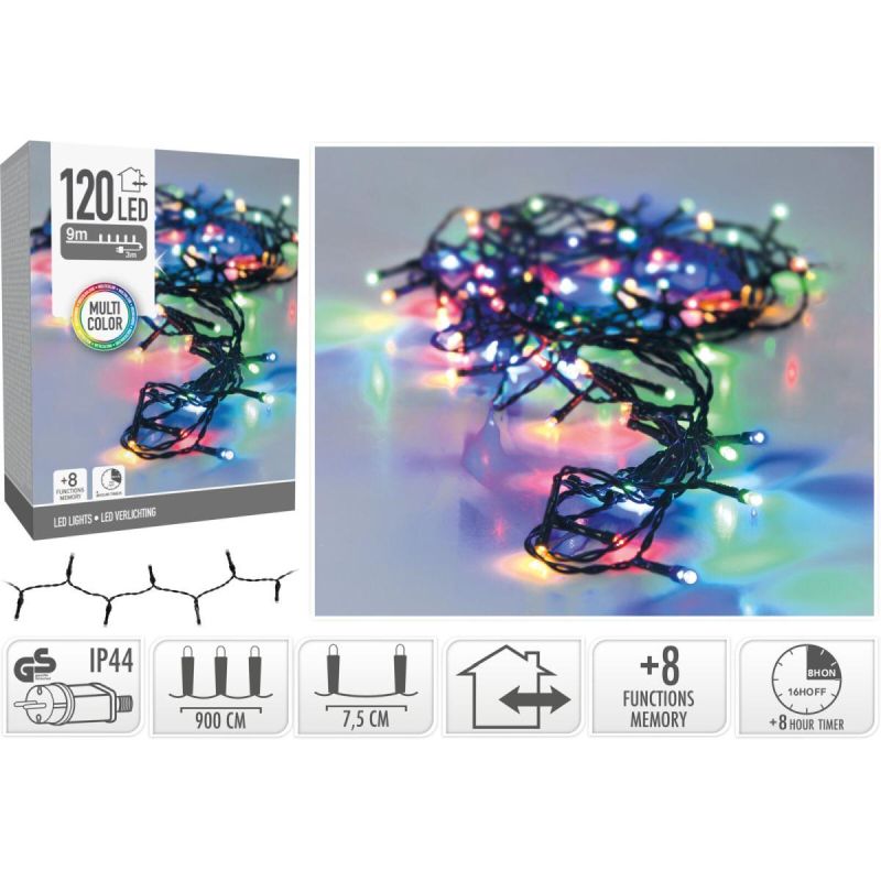 CHRISTMAS TREE LIGHTS STRING LIGHT 120 LED TIMER MULTICOLOR