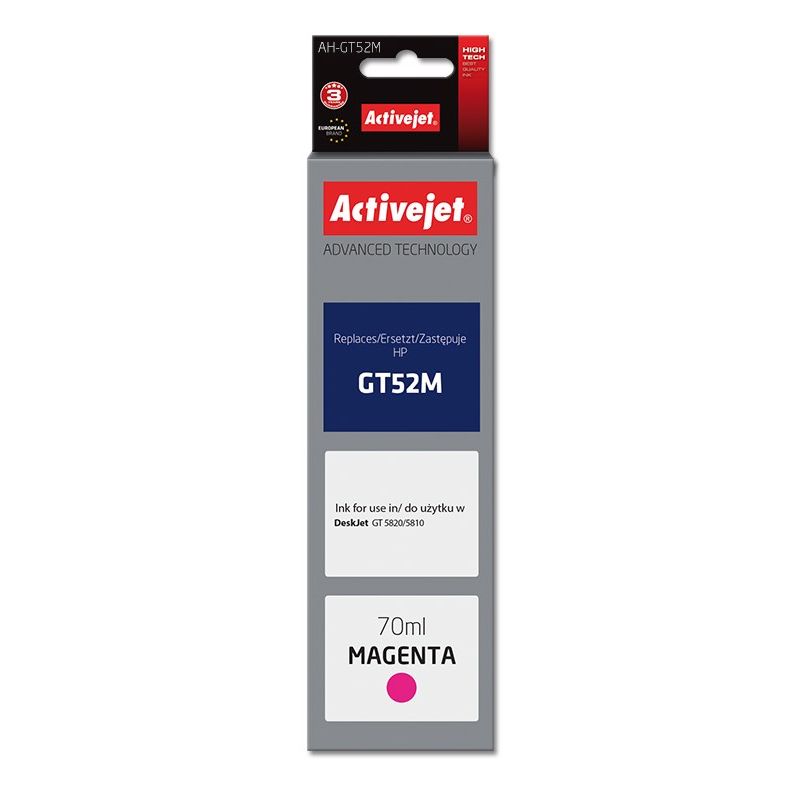Activejet AH-GT52M Ink Bottle (replaces HP GT52M M0H55AE; Supreme; 70 ml; 8000 pages, red)