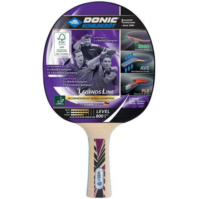 Donic Schildkröt Legends 800 Table Tennis Paddle, Pink, Wood