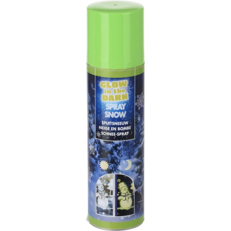 DECORATIVE ARTIFICIAL SNOW SPRAY FOR CHRISTMAS TREES, WINDOWS AND WOOD, 150 ML, GLOW-IN-THE-DARK