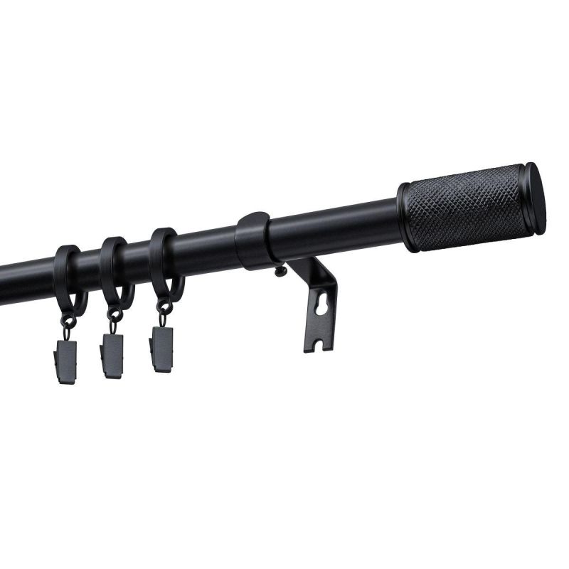 Extendable Single Curtain Rod Ø 19 mm GAMA Black 200–300 cm with Rings KOWALSKI