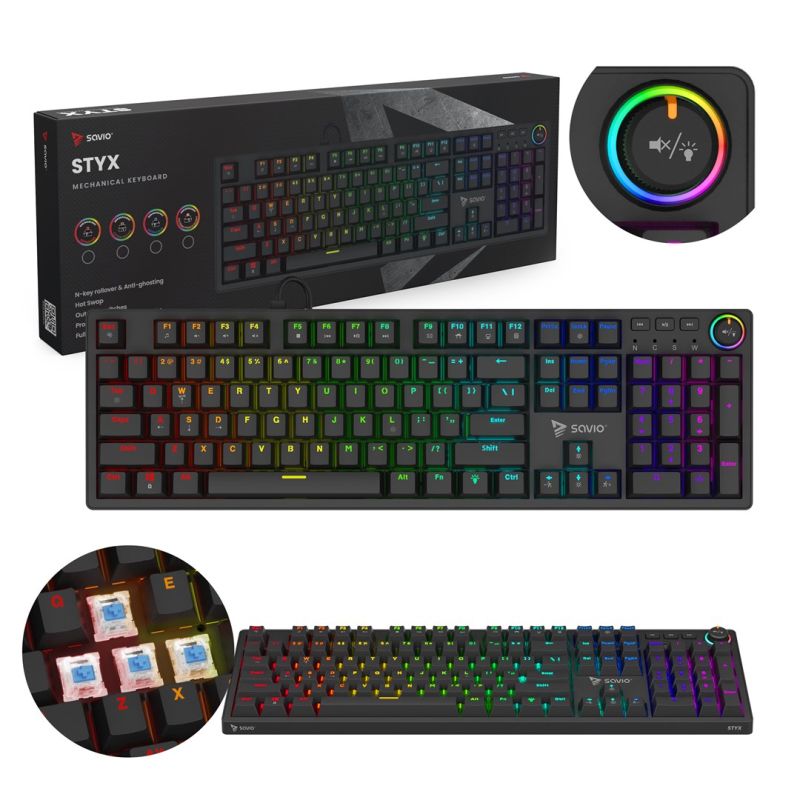SAVIO MECHANICAL KEYBOARD STYX OUTEMU BLUE, HOT SWAP, RGB