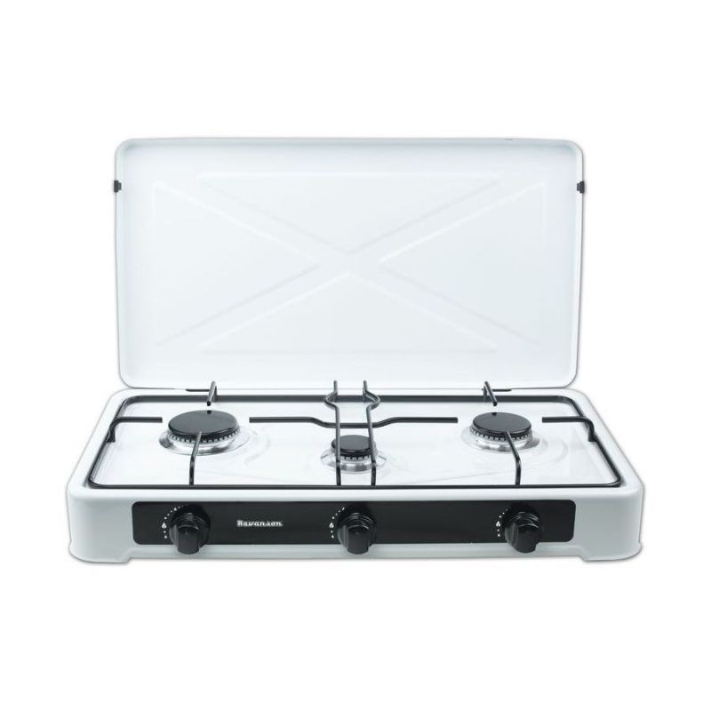 3-Burner Portable Gas Cooker Ravanson K-03T (White)