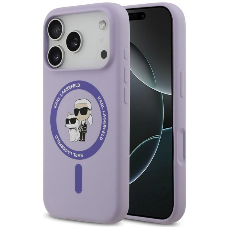 Karl Lagerfeld Silicone Karl&Choupette Ring MagSafe Case for iPhone 18 Pro / 17 Pro – purple