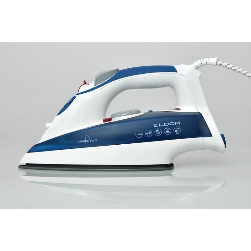 ELDOM STEAM IRON DA36 PRESS 2200W CERAMIC SOFT FEET, ANTI-DRIP, SELF-CLEANING FEET, STEAM OUTPUT 20G/MIN. STEAM BUSTER,