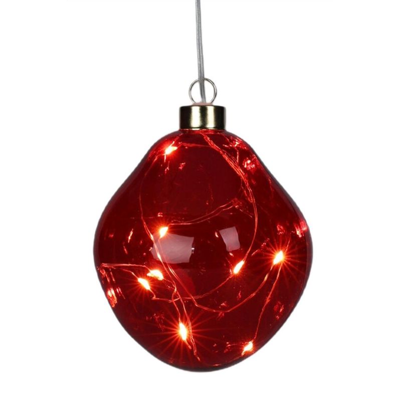 GLASS BALL MATRIX DROP LED 10CM RED