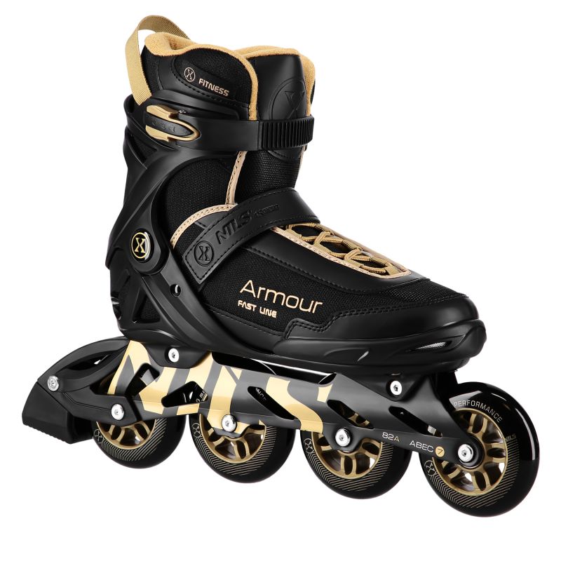 ARMOUR BLACK AND GOLD ROLLER SKATES SIZE 42 NILS EXTREME