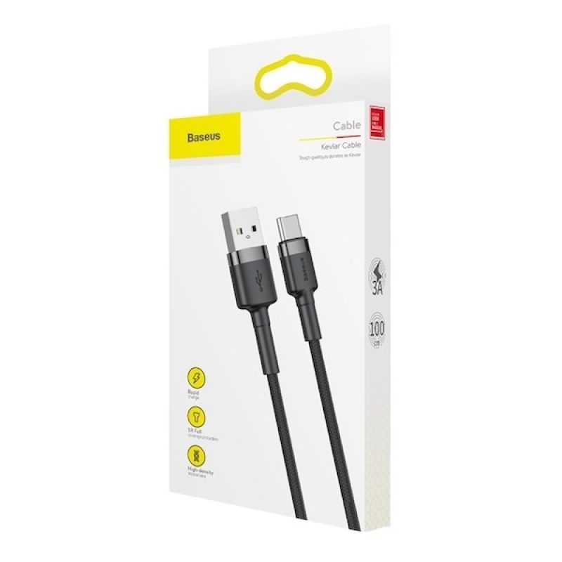 BASEUS USB CABLE TO USB-C CAFULE 3A 1M GREY-BLACK