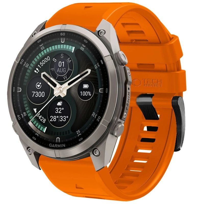 Tech-Protect Silicone Strap for Garmin Fenix 5 / 6 / 6 Pro / 7 / 8 / 8 Pro / E / 9 / 9 Pro (47 mm) – Orange