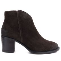 Cambell Stivali leather ankle with block heel, suede, chocolate, Cambell