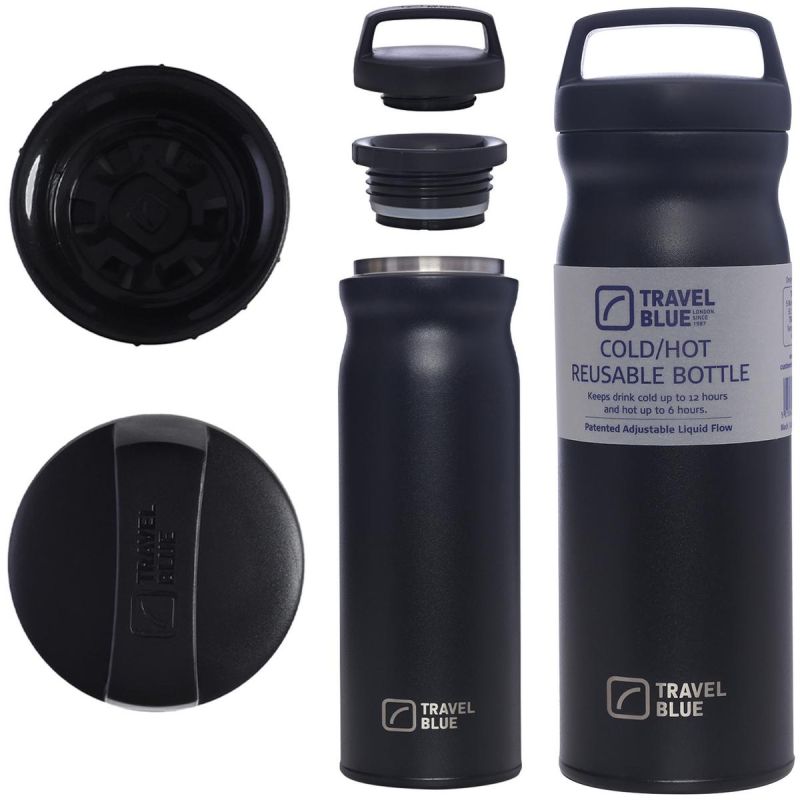TRAVEL BLUE BLACK THERMAL BOTTLE