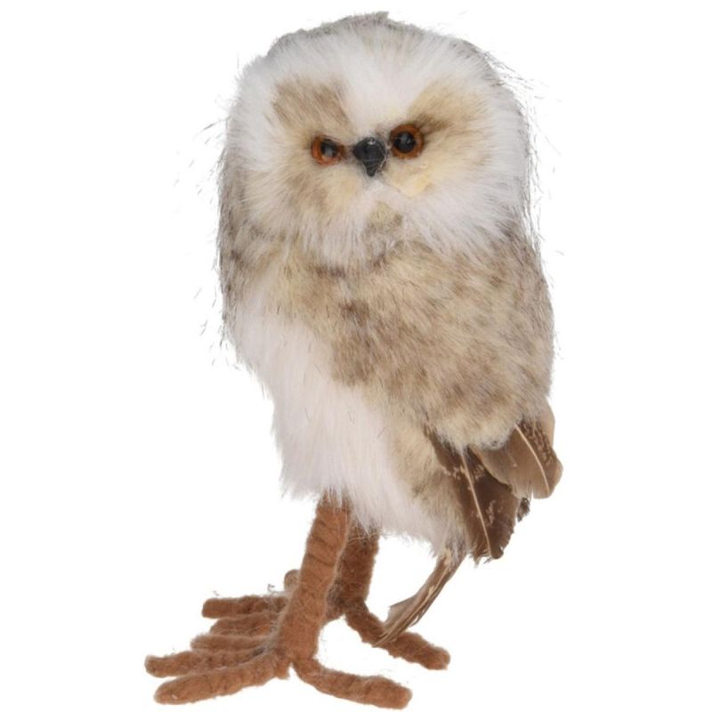 DECORATIVE OWL STANDING LEFT 17CM BROWN