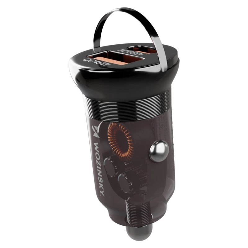 Wozinsky 65W Car Charger USB-C PD 65W / USB-A 45W QC 3.0 - Black