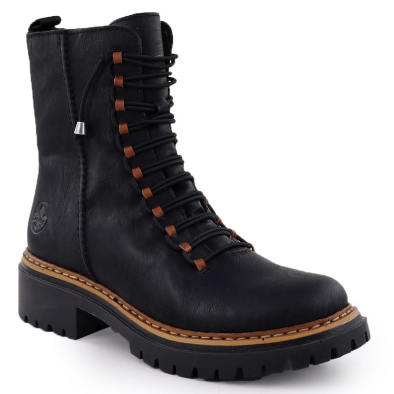 Women's black worker boots Rieker 72653-00