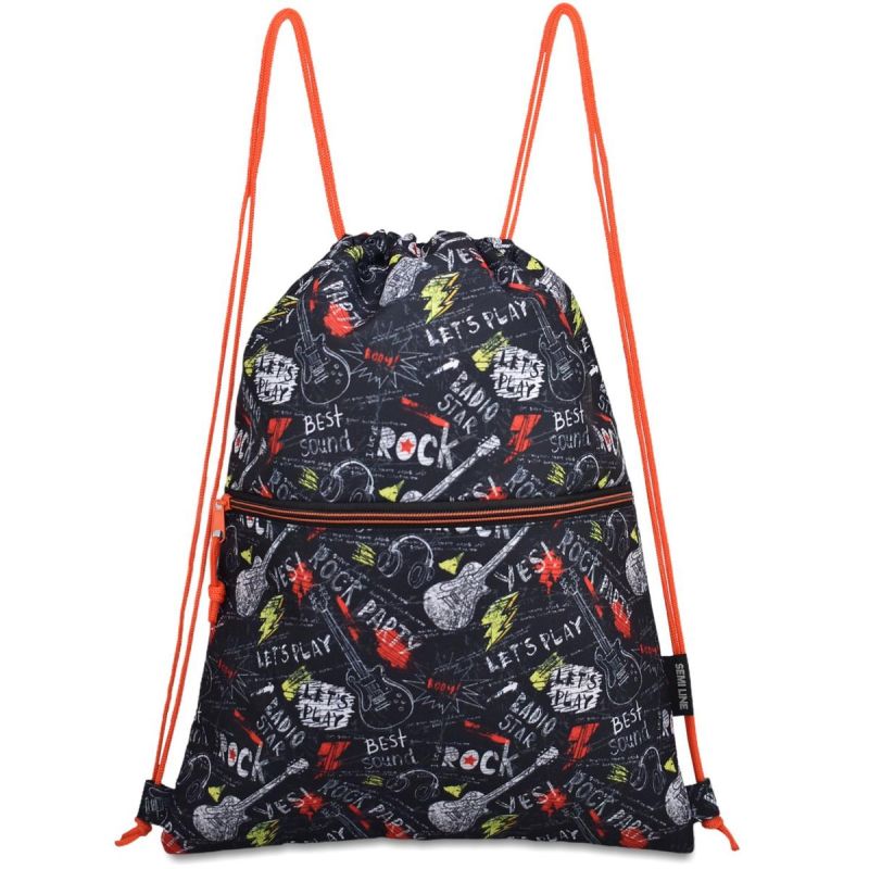 PREMIUM SCHOOL DRAWSTRING BAG/BACKPACK WITH PRINT SEMI LINE