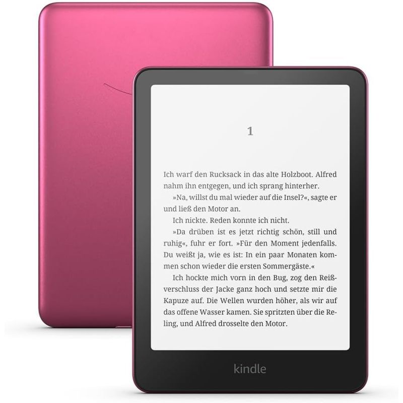 Kindle Paperwhite E-Reader (12th Generation) 2024, 7" glare-free display, 32GB, Wi-Fi, wireless charging (ad-free), Metallic Rapsberry