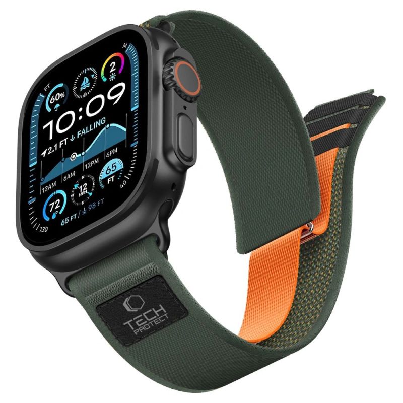 Tech-Protect Nylon Elite Band for Apple Watch 44 / 45 / 46 / 49 mm – green-orange