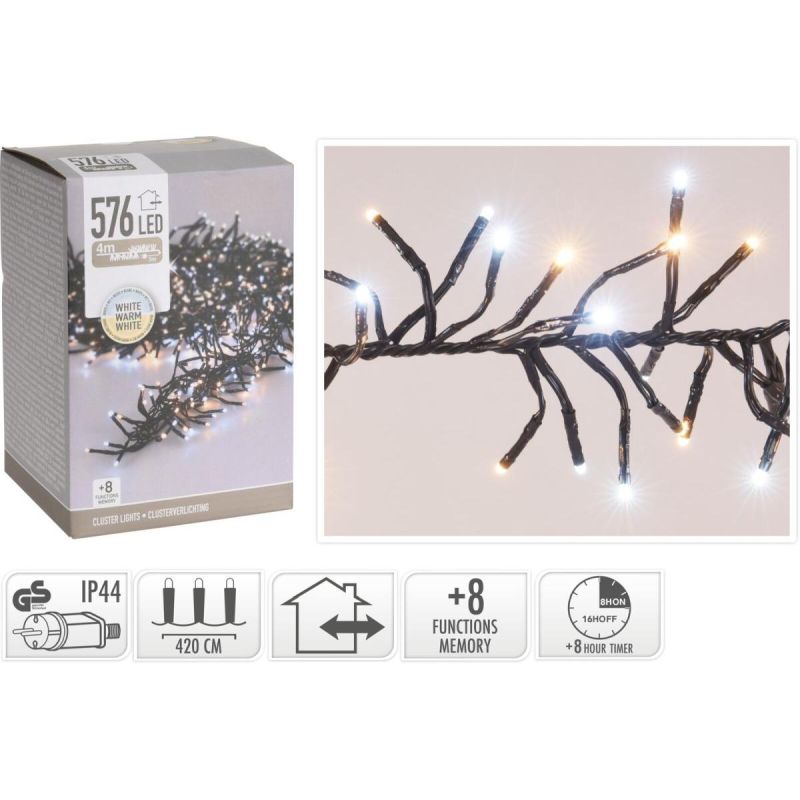 CHRISTMAS LIGHTS STRING LIGHTS 576 LED TIMER COOL WARM WHITE