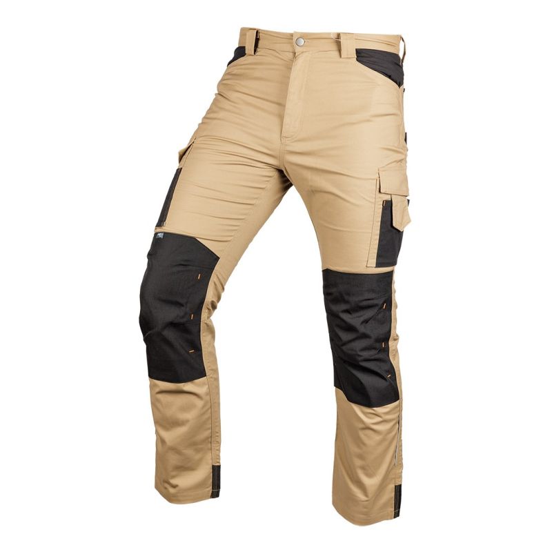 Mix&Match work trousers, canvas, Cordura reinforcements, beige and black, size M