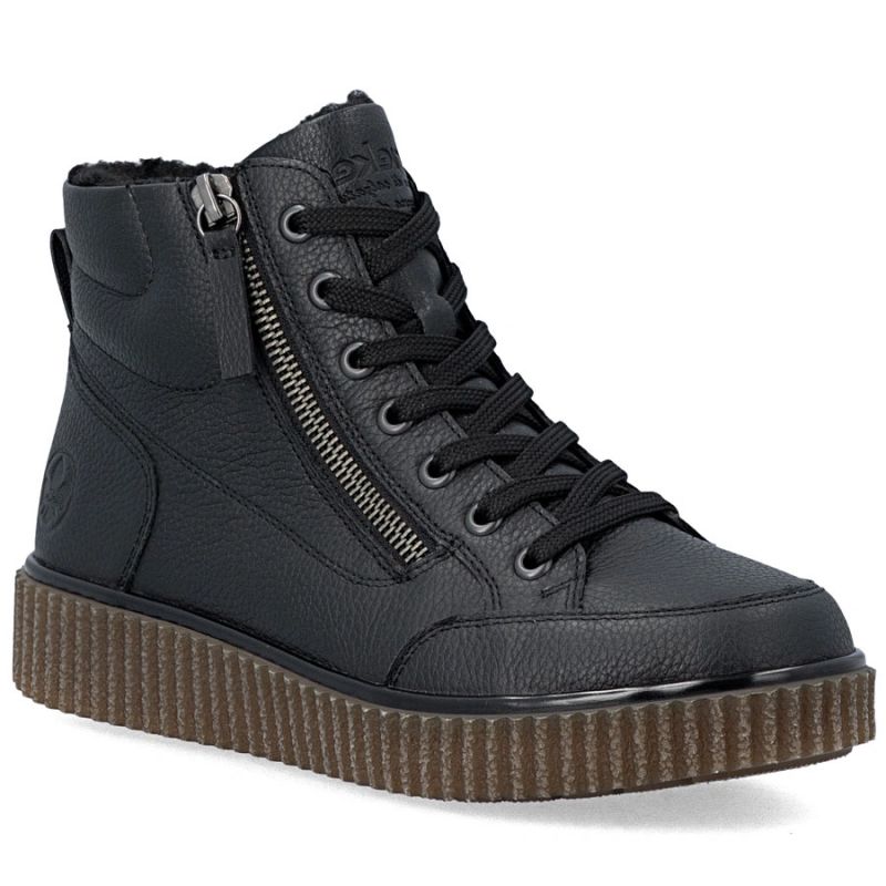 Comfortable black women’s wedge ankle boots Rieker Y4312-00