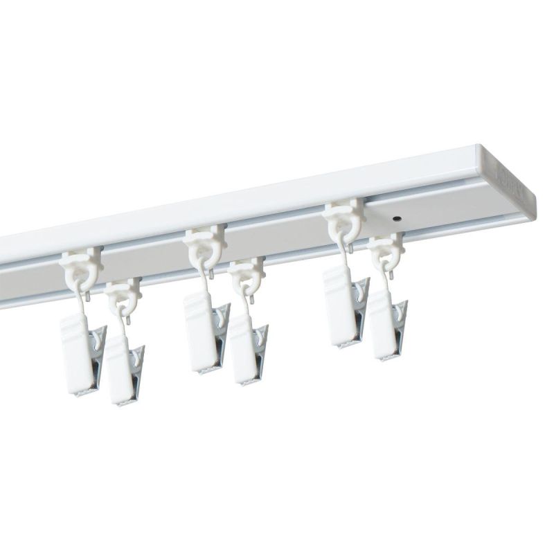 DOUBLE CEILING CURTAIN TRACK WITH GLIDERS AND CLIPS, 500 CM, WHITE ALUMINIUM, KOWALSKI