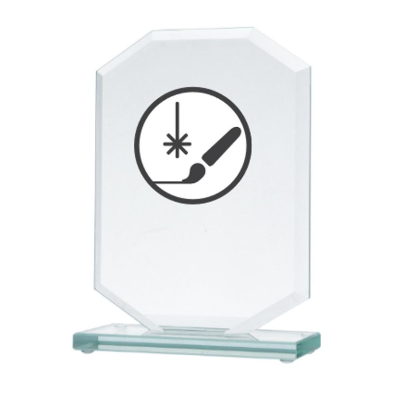 Engraved glass trophy + paint filling