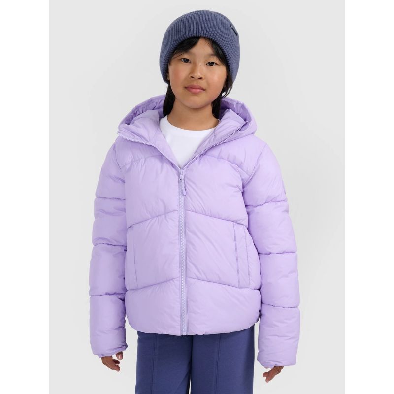 Girls' puffer jacket with synthetic down filling 4F 4FJRAW25TDJAF0825-52S