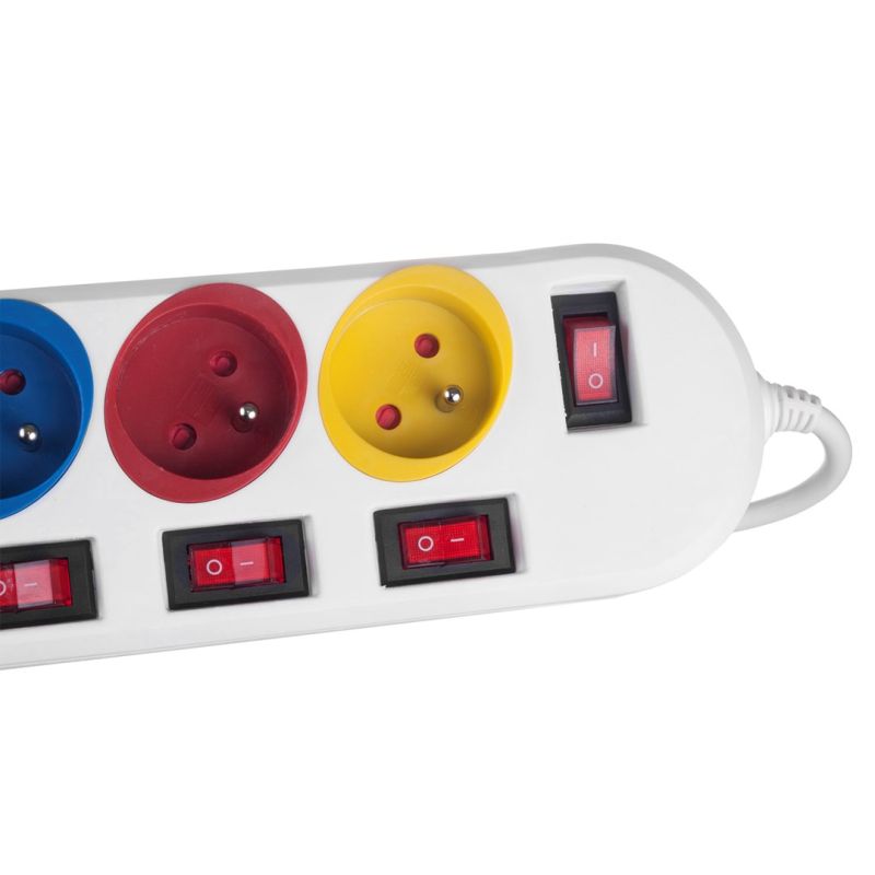 MACLEAN 5-OUTLET POWER STRIP WHITE WITH SWITCHES MCE204M/W