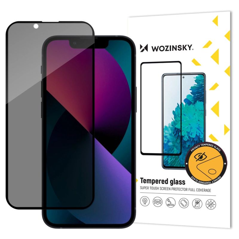 Wozinsky Privacy Glass tempered glass for iPhone 17e / 16e / 14 / 13 / 13 Pro with Anti Spy privacy filter