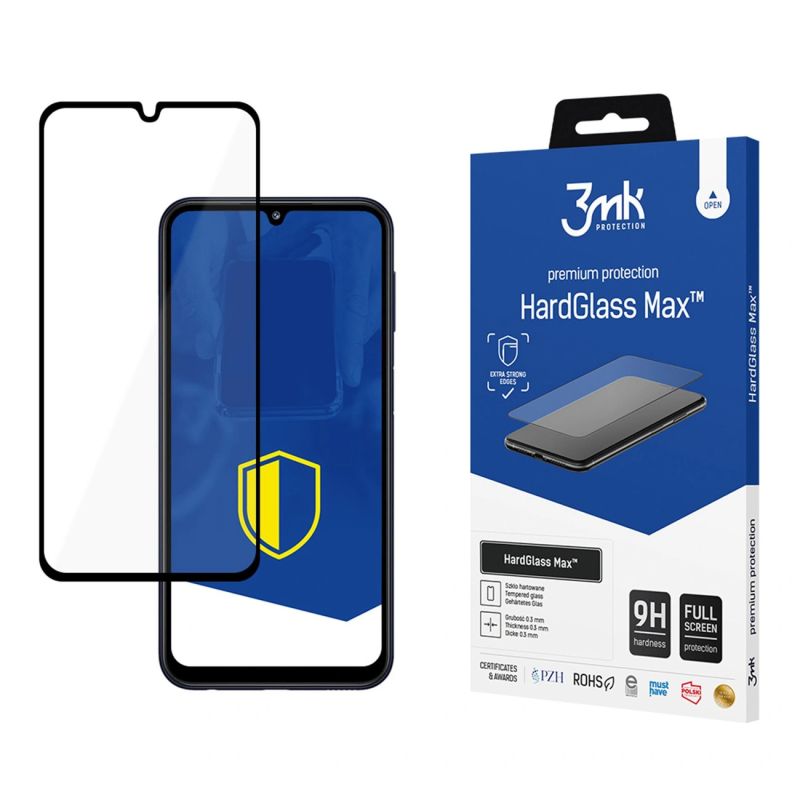 Reinforced Full Coverage Tempered Glass 3mk HardGlass Max Black for Samsung Galaxy M34 5G