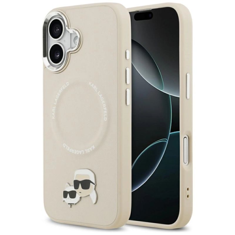 Karl Lagerfeld Karl & Choupette Pins MagSafe Case for iPhone 17 – Beige