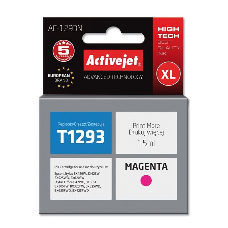 Activejet AE-1293N Ink (replaces Epson T1293; Supreme; 15 ml; red)