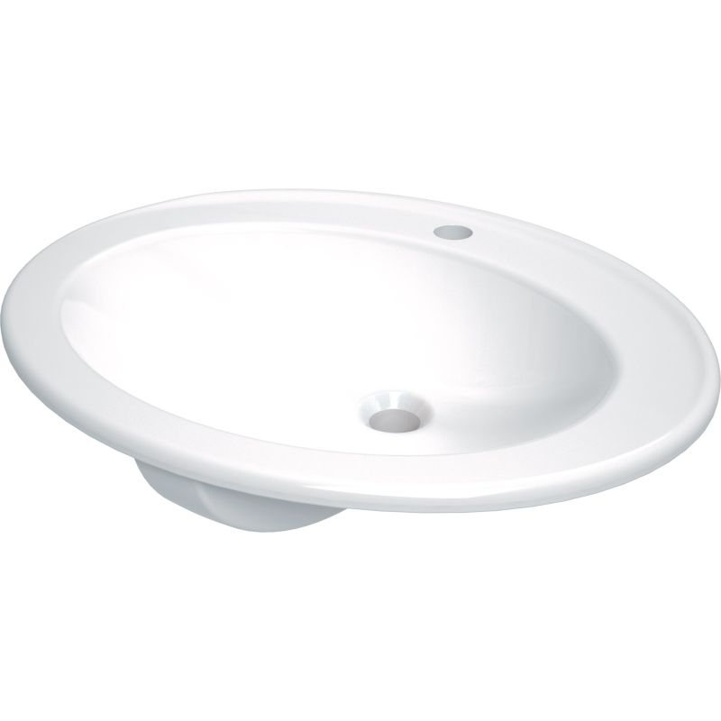 Ceramic recessed washbasin with space for a tap