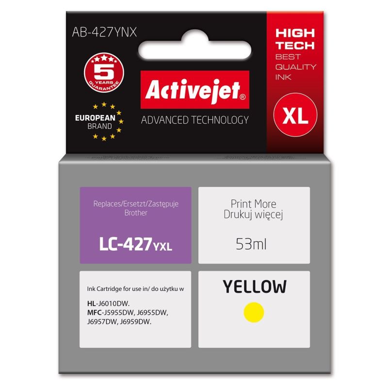 Activejet AB-427YNX Ink (replaces Brother LC-427YXL; Supreme; 53 ml; yellow)