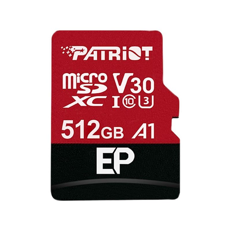 Patriot Memory EP Pro PEF512GEP31MCX Memory Card with Adapter (512GB; Class 10, Class A1, Class U3, V30; Adapter, Memory Card)