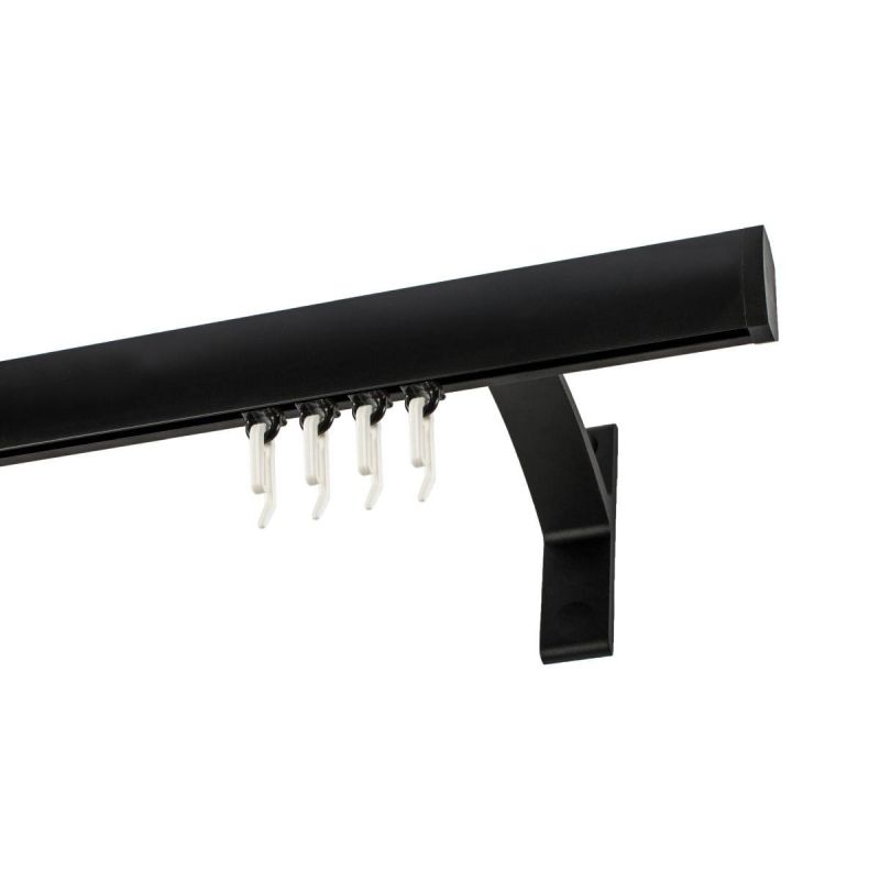 Single Black Apartment Curtain Rail 160 cm with Gliders and Safety Pins KOWALSKI