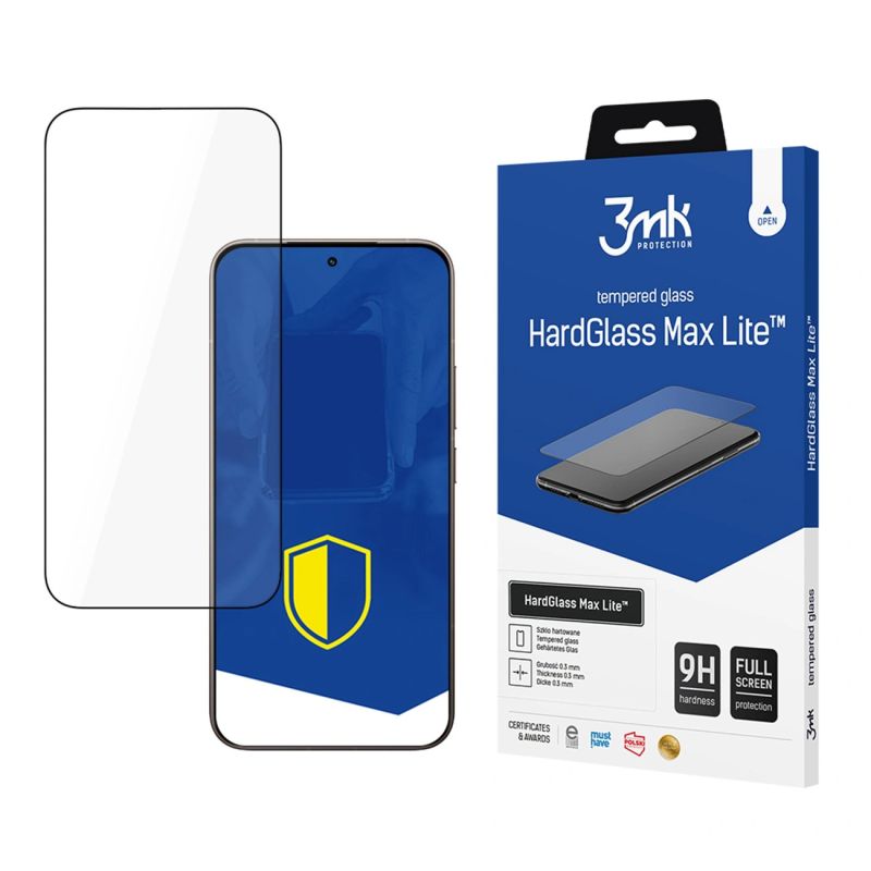 3mk HardGlass Max Lite Black Tempered Glass for Xiaomi 15T 5G