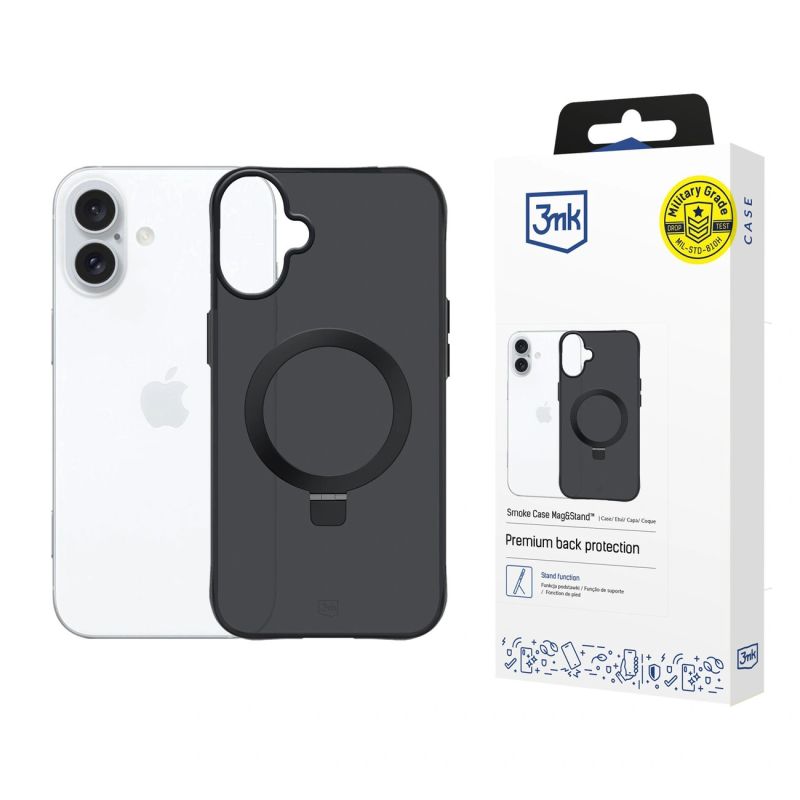 3mk Smoke Case Mag&Stand for iPhone 17 - black