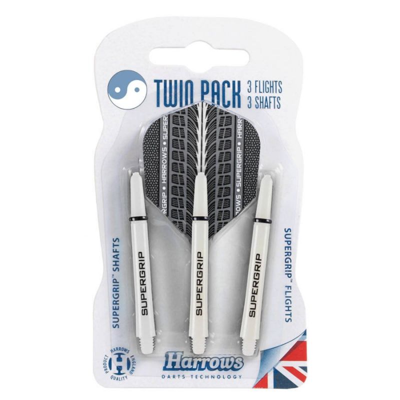 Harrows Twin Pack Supergrip shafts + Supergrip flights (white)