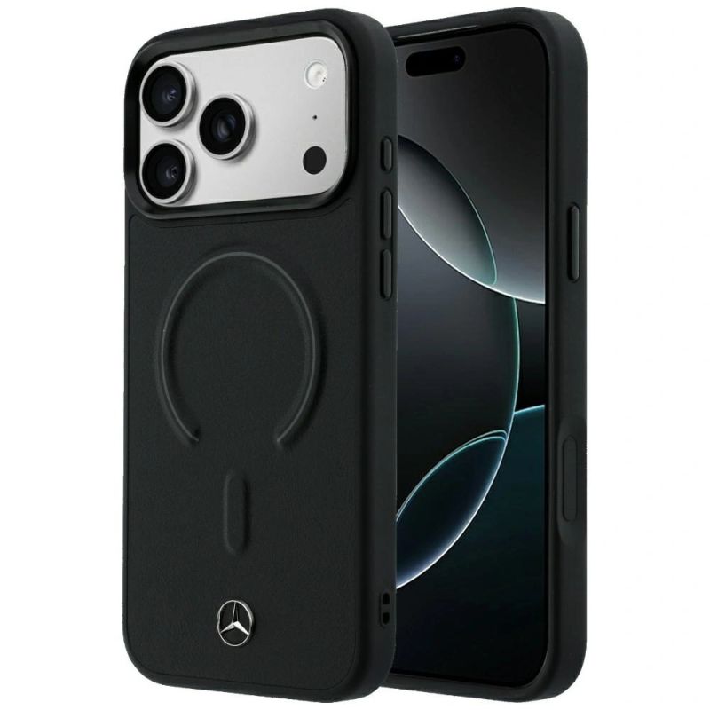 Mercedes Leather 3D MagSafe Case for iPhone 18 Pro / 17 Pro - Black