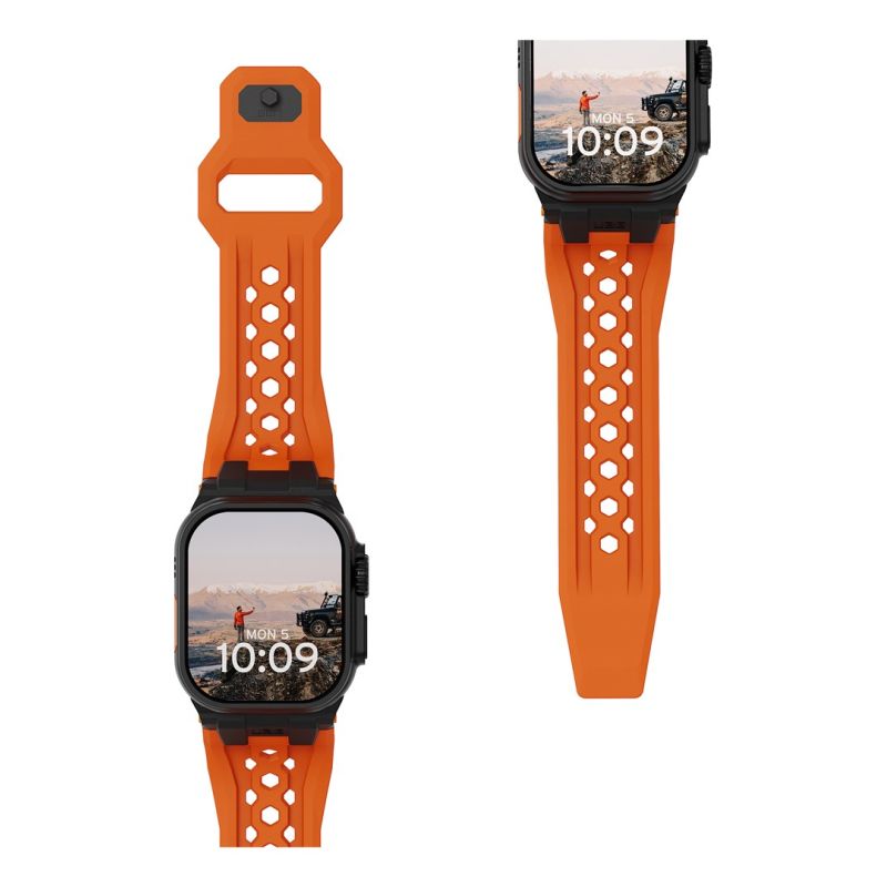 UAG Monarch - FKM strap for Apple Watch series 4-6 & SE 1-3, 44mm / series 7-9, 45mm / series 10-11, 46mm / Ultra 1-3, 49mm (orange / black titanium)