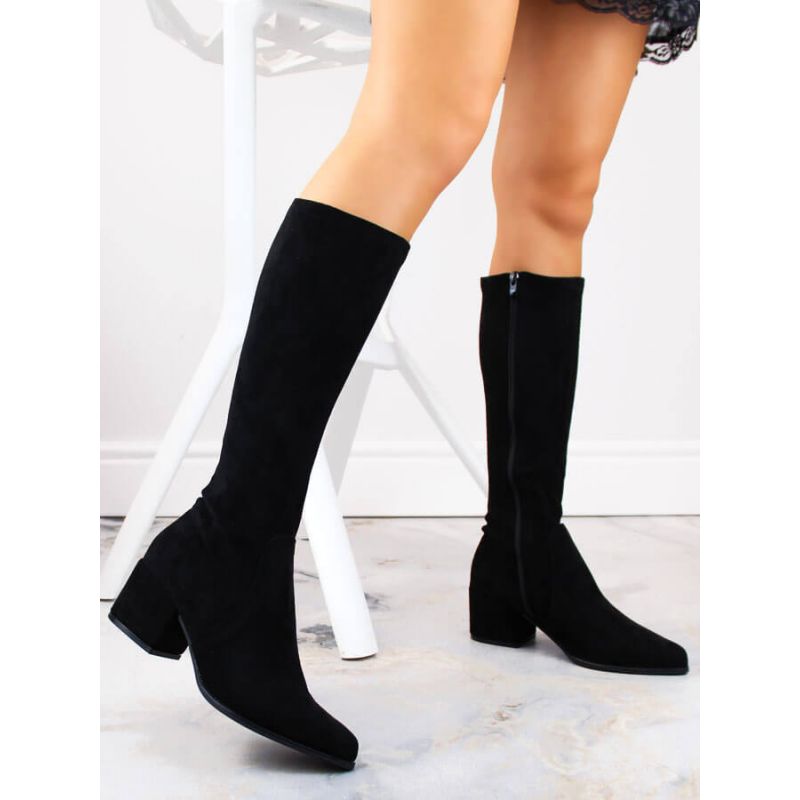 Sergio Leone W SK426 black suede high-heel boots