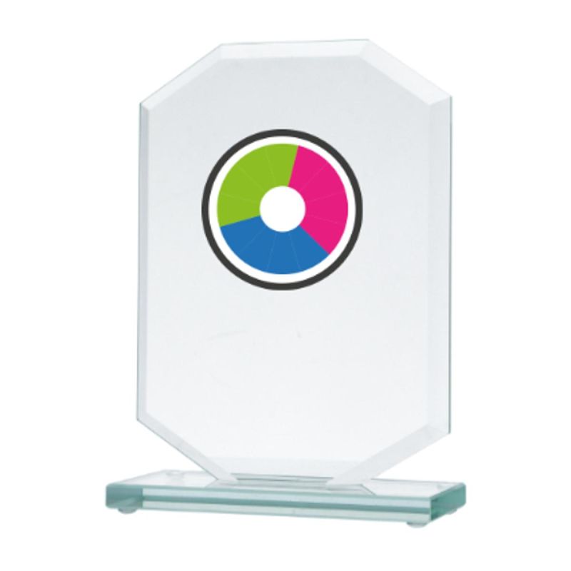 Glass trophy with LuxorJet color print