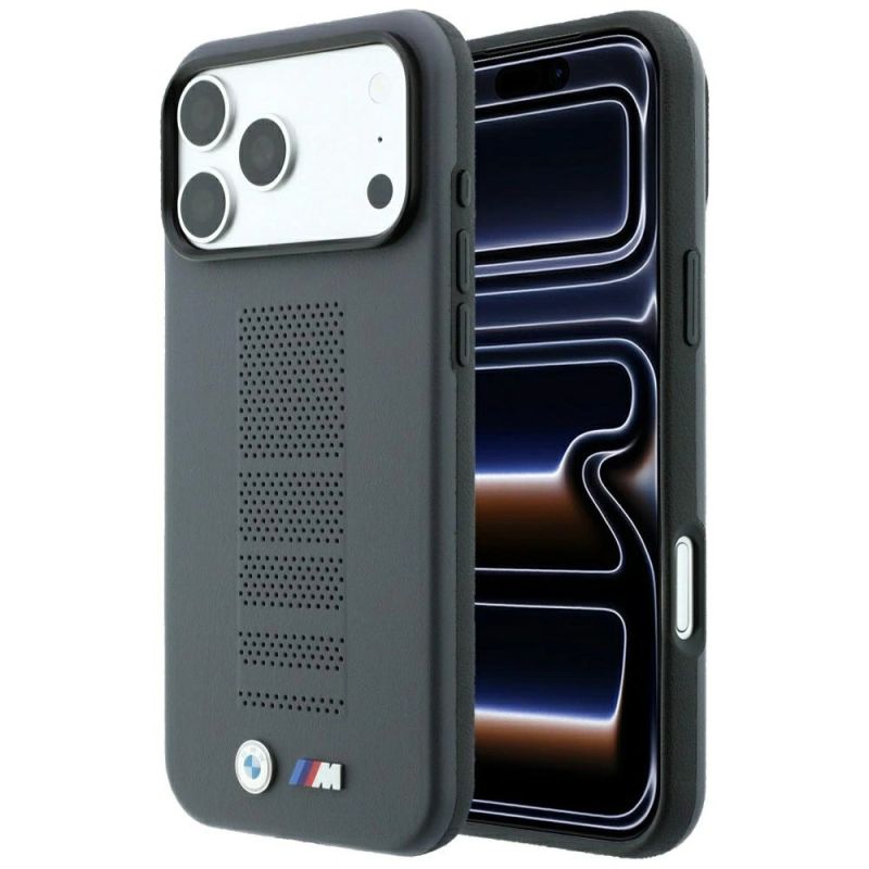 BMW M Blue Perfo Metal Logo MagSafe Case for iPhone 18 Pro / 17 Pro - Gray