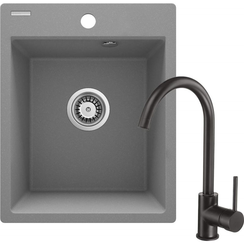 Granite sink with a single-bowl tap