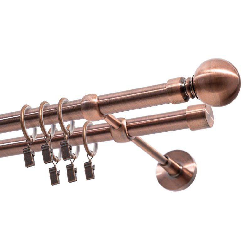 DOUBLE CURTAIN ROD Ø 19 MM COPPER 480 CM MODERN WITH RINGS KOWALSKI